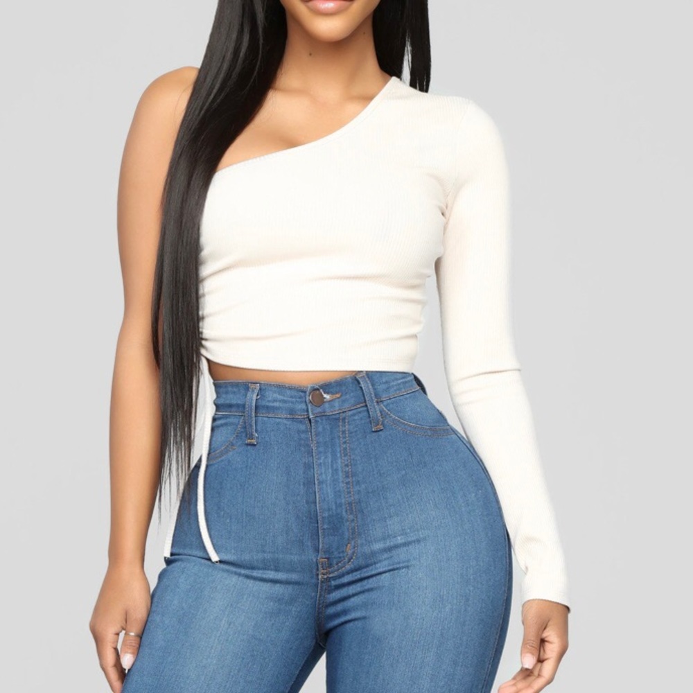 Fashion Nova Cream One Should Long Sleeve Top